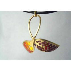 Plique a jour enamel leaf pendant