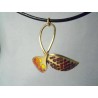 Plique a jour enamel leaf pendant